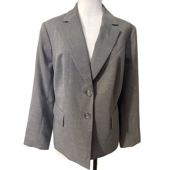 Kasper Separates Suit Jacket Blazer 14W Gray 2 Button Stretch Polyester NEW - Picture 2 of 12